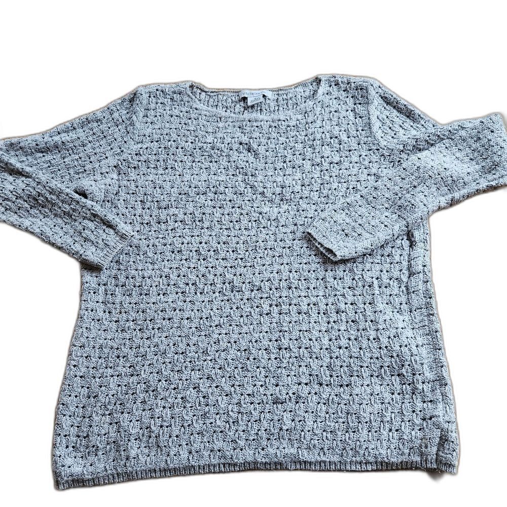 Liz Claiborne Medium Pastel Gray Textured Lightweight Long Sleeve Knit Sweater